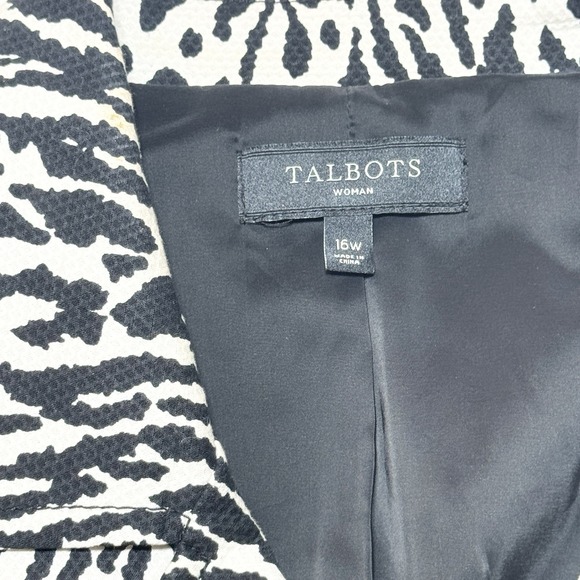 Talbots Animal Print Jacket Blazer 16W Cotton Blend Lined 3/4 Sleeves Career - Picture 4 of 9